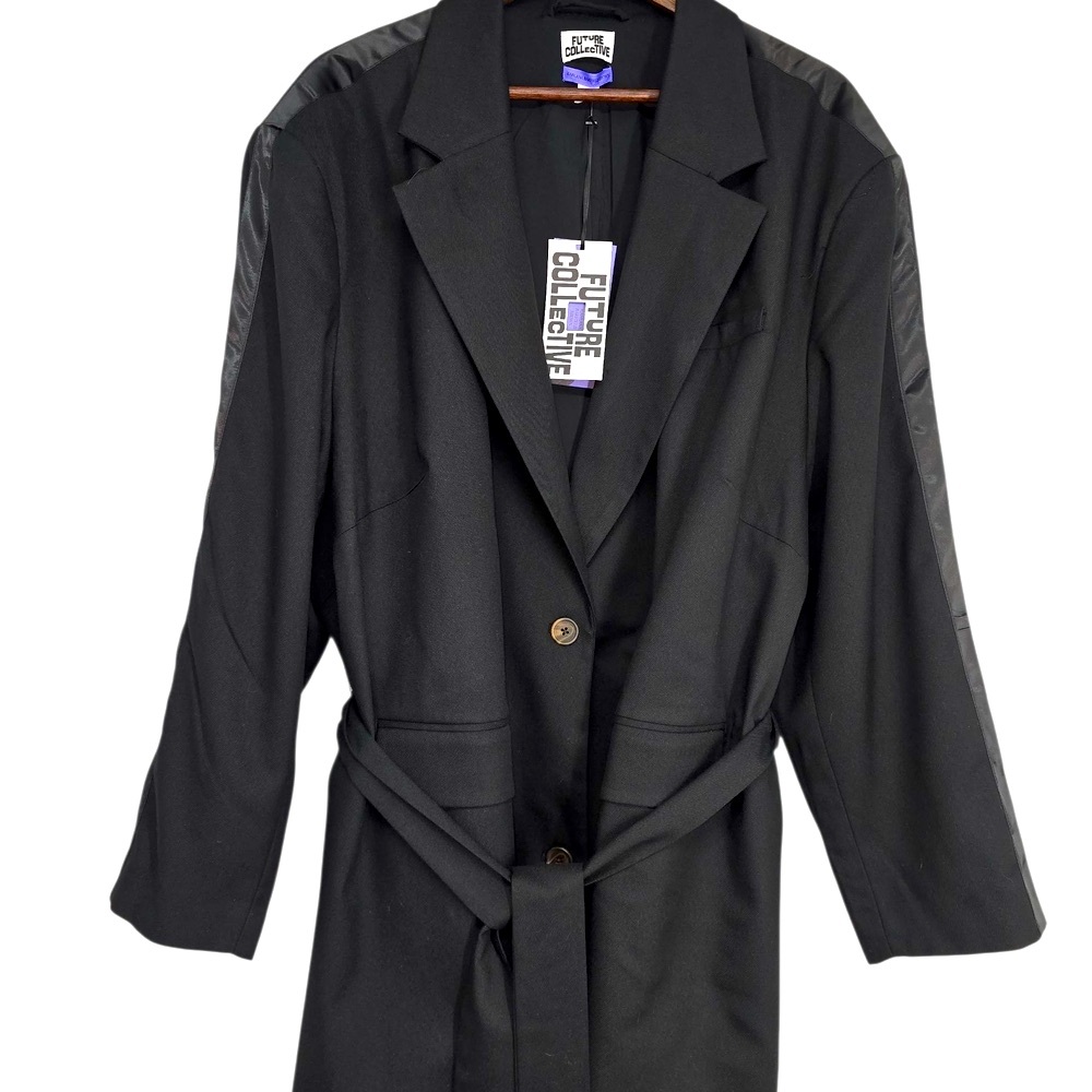 NWT Future Collective Tie Blazer Trench Coat Jacket Size 4X